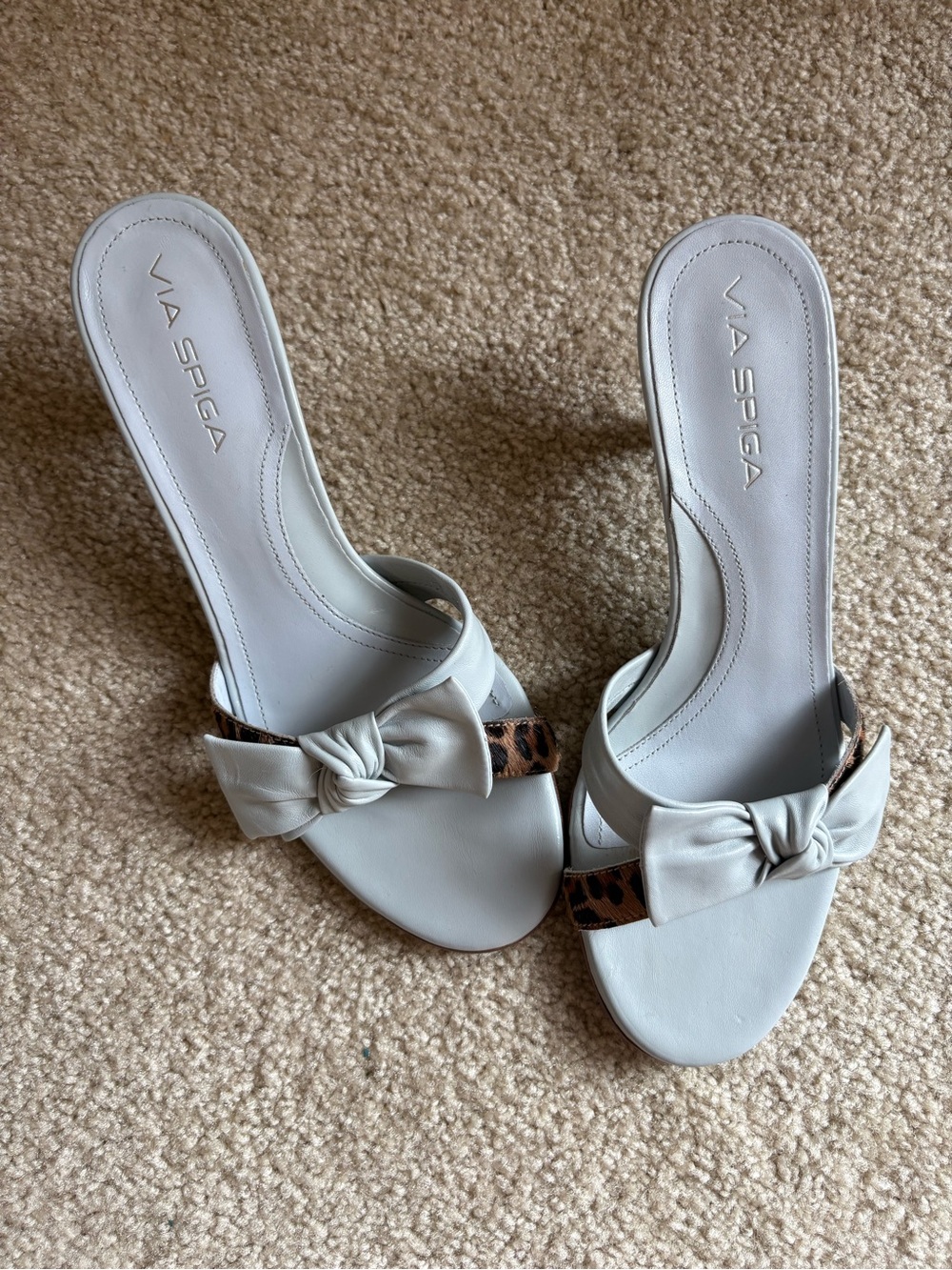 Via Spiga Kitten Heels with Leopard Trim and Bow